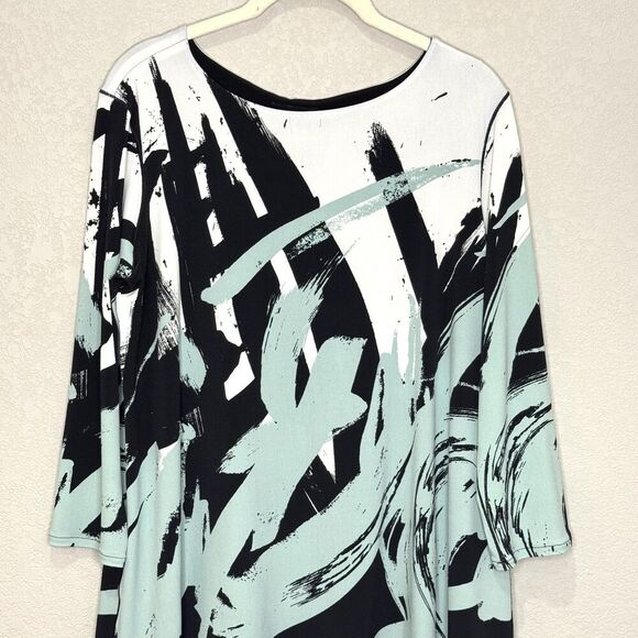 Eva Varro Tunic Top Womens Large Abstract Print Layered Hem 3/4 Sleeve Pullover - Picture 4 of 8